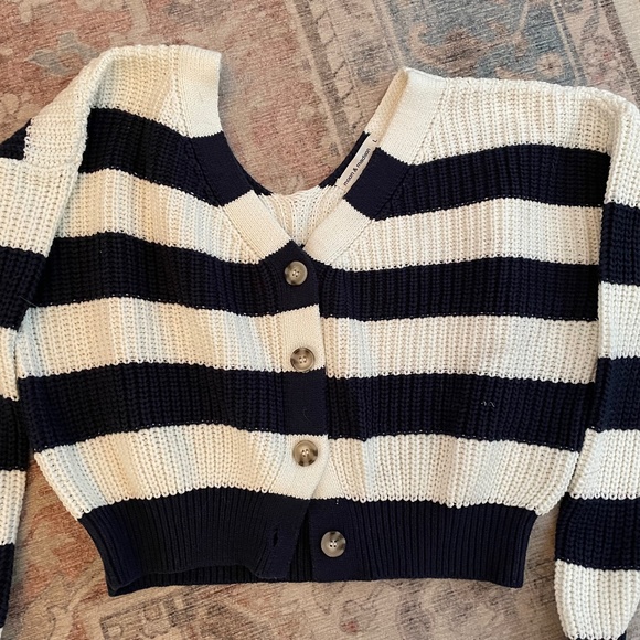 Moon & Maidson Navy and White Striped Cotton Cardigan - Picture 1 of 2